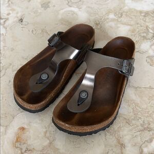 Birkenstock Gizeh Birko-Flor Sandals Dark Metallic Grey